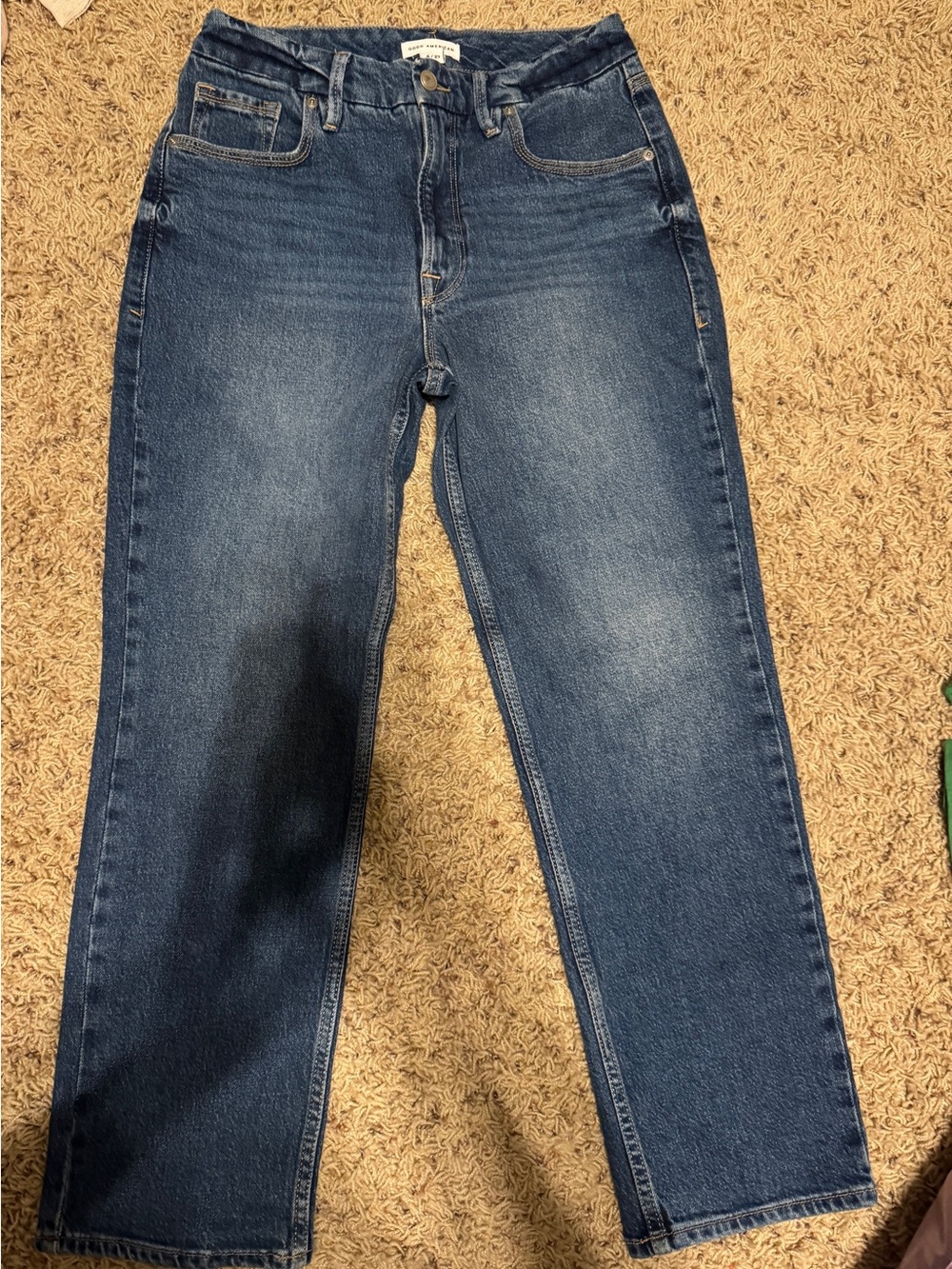 Good American Straight-Leg Jeans in Dark Blue Wash